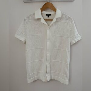 Men’s Express White Textured Button Down Shirt size small